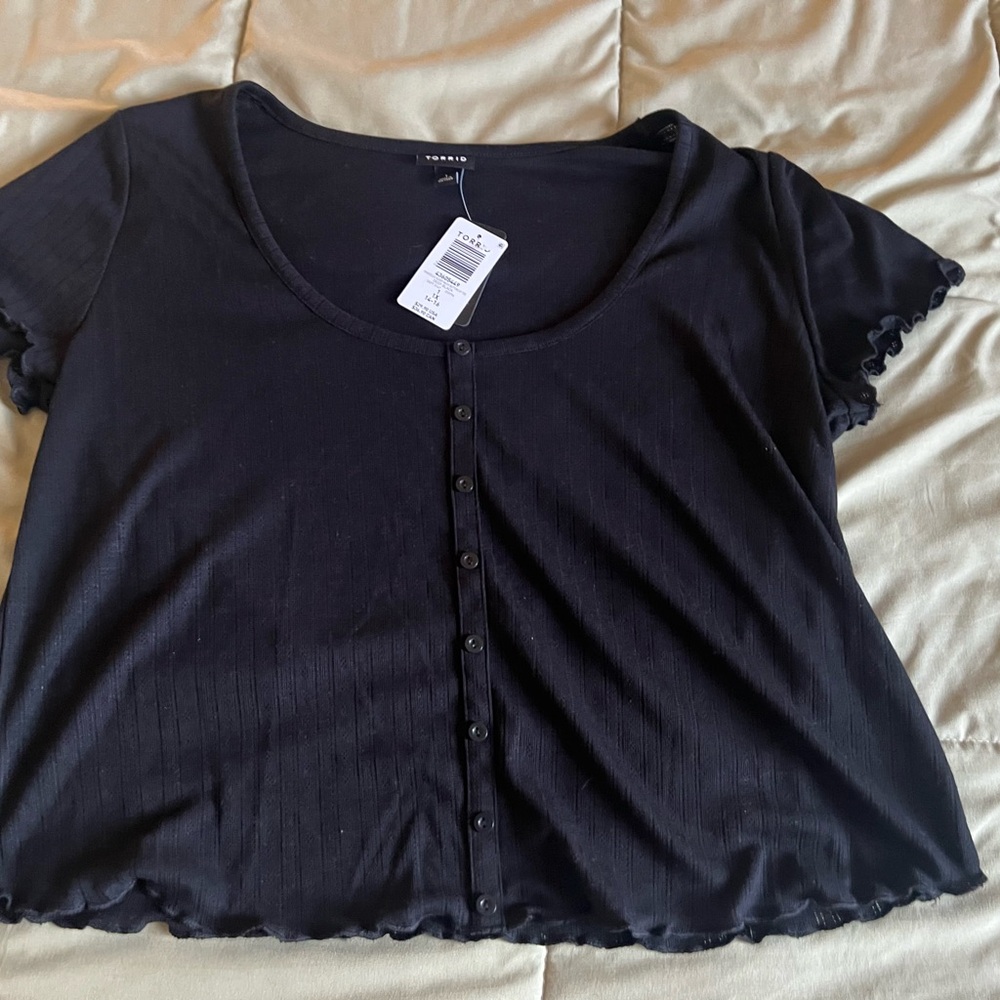Torrid Black Ruffle Sleeve Blouse